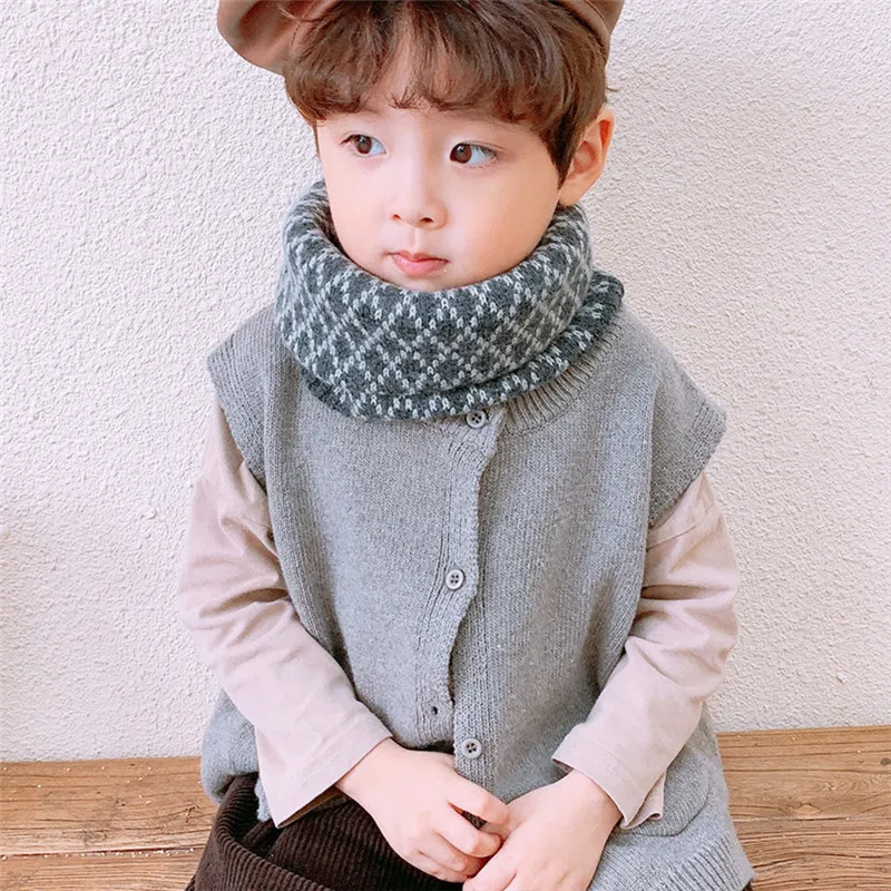 Bufanda para niños de cuello suave a cuadros en invierno bebé - imagen 4