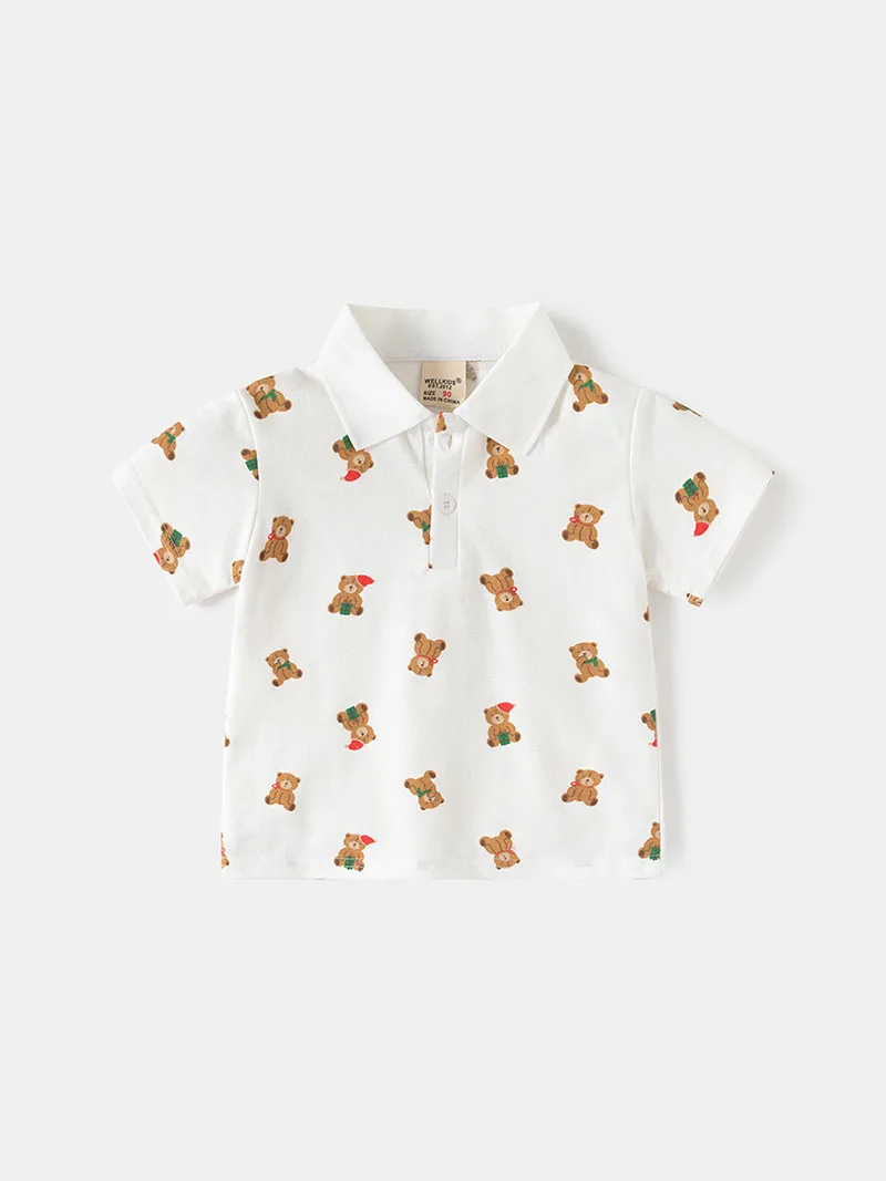 MILANCEL Camiseta tipo polo de verano holgada con oso para niños - imagen 3