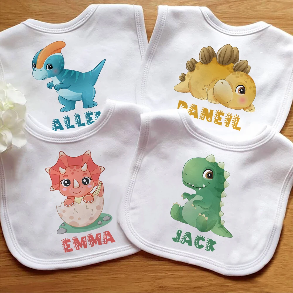 Babero dinosaurio personalizado – Algodón suave para bebé - imagen 4