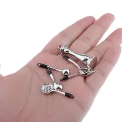 Utensilios de cocina en miniatura de metal para casa de muñecas