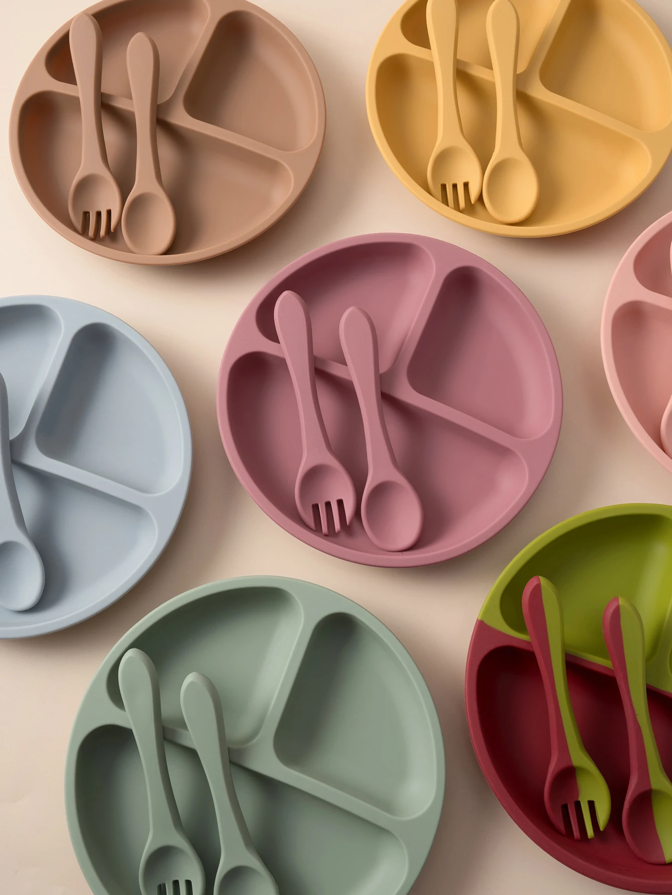 Juego de alimentación bebé de silicona sin BPA con plato de succión - imagen 5