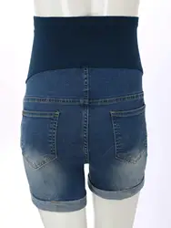 Pantalones cortos vaqueros de maternidad cintura alta elástica
