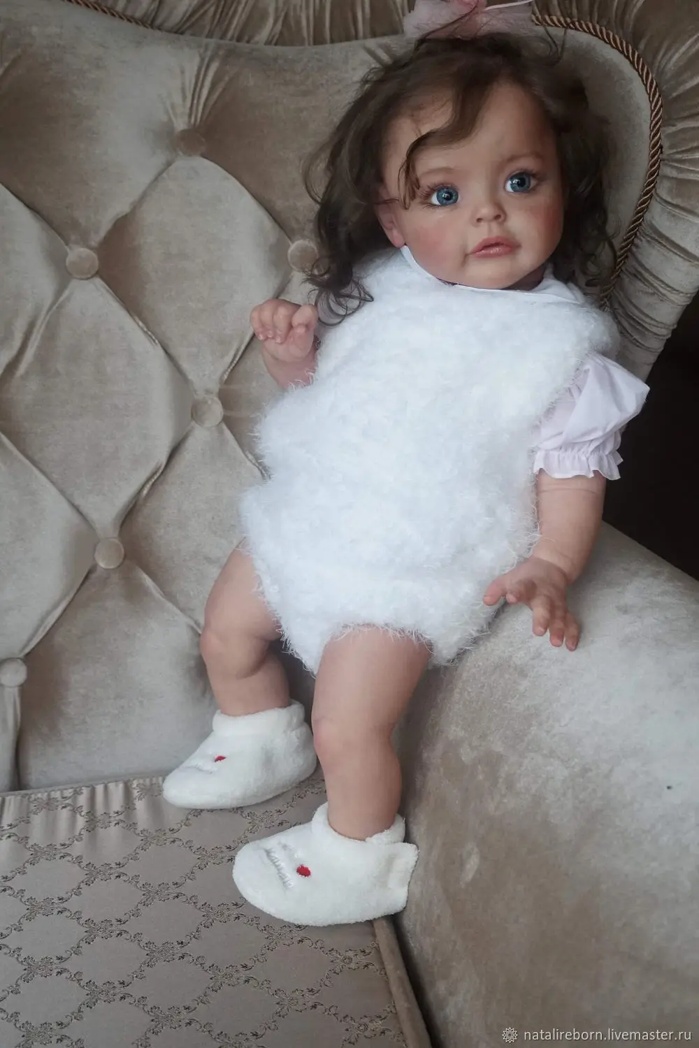 Sue-sue muñeca reborn realista con cuerpo textil y pelo de raíz - imagen 5