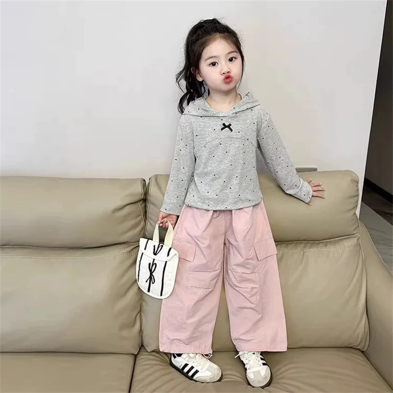 Conjunto de lunares niña con capucha y lazo de manga larga - imagen 2