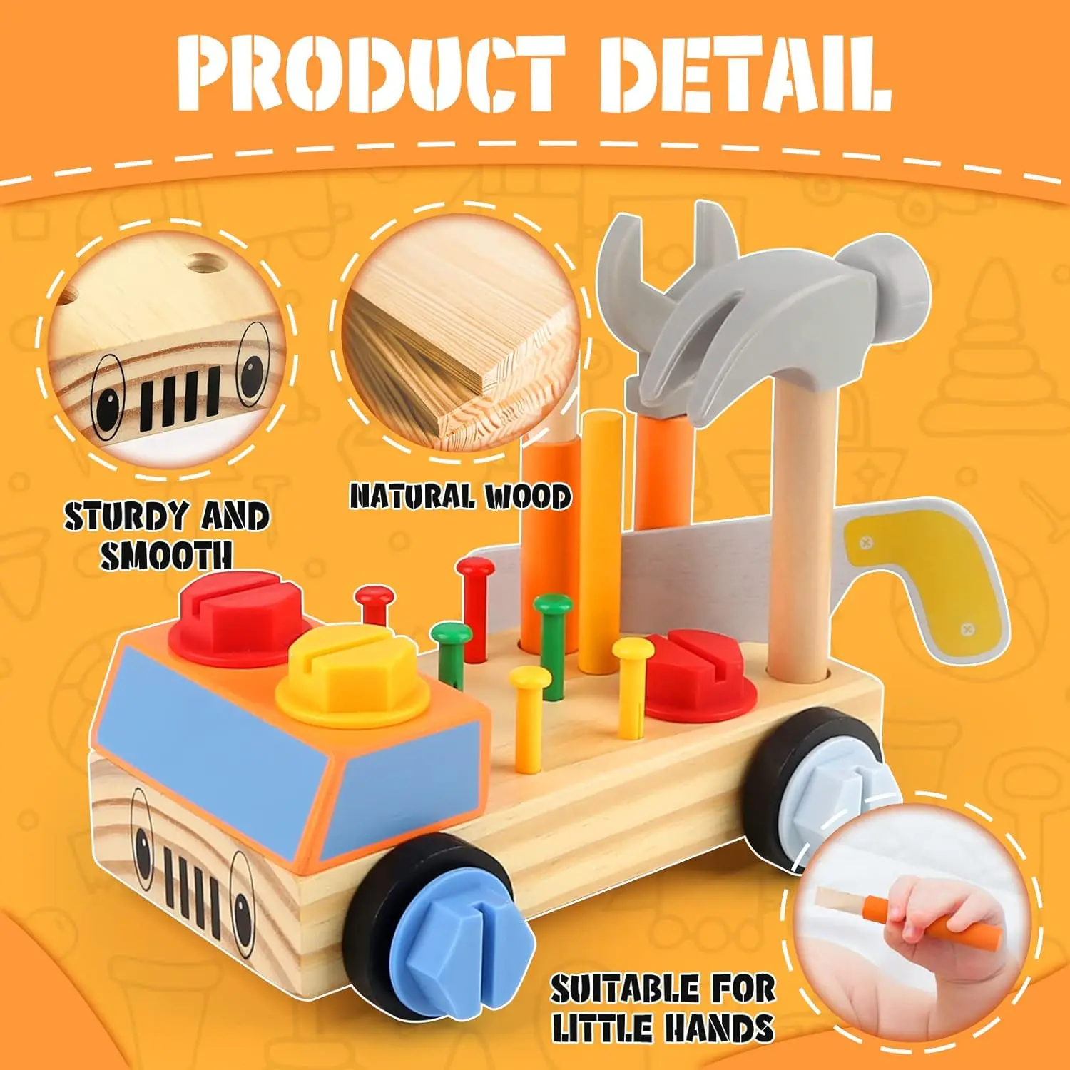 Juego de herramientas de madera para niños