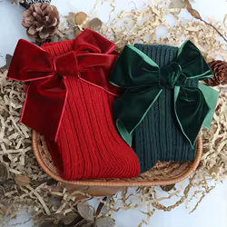 Lisa Calcetines navideños de algodón con lazo para niñas