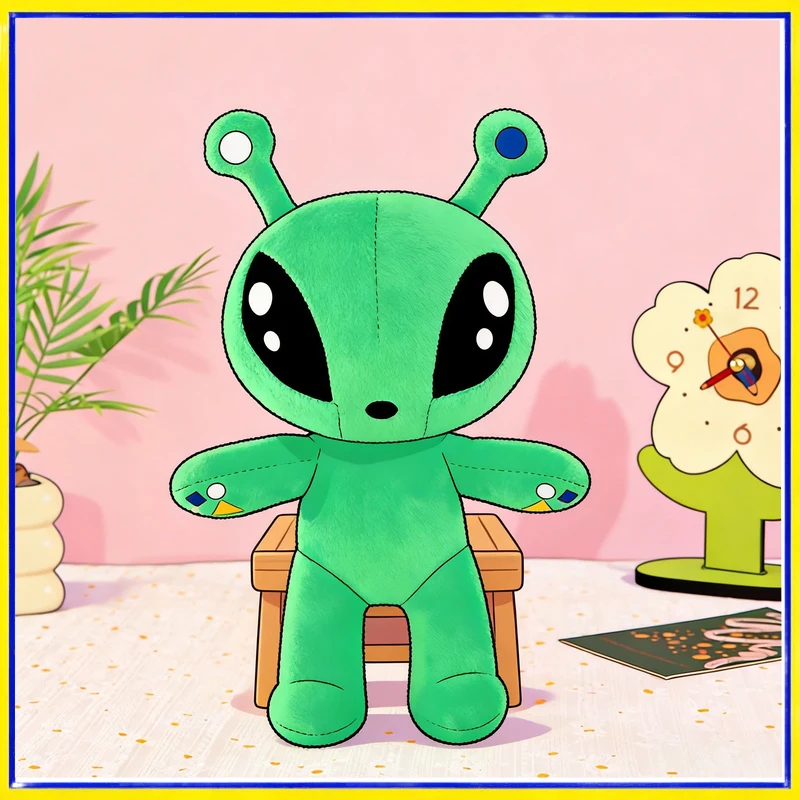 Peluche alienígena verde de ojos grandes, suave y cojín - imagen 3