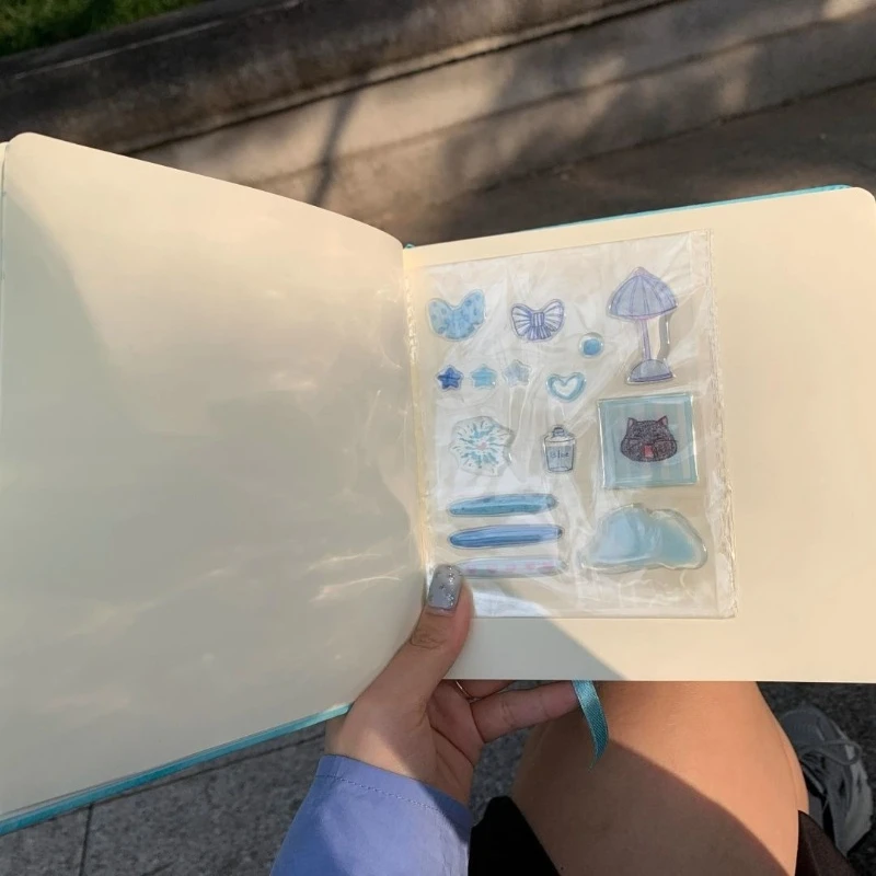 Pegatinas infantiles de gel curativo azul románticas para manualidades