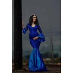 Vestido largo de encaje para embarazo, sesión fotos maternidad