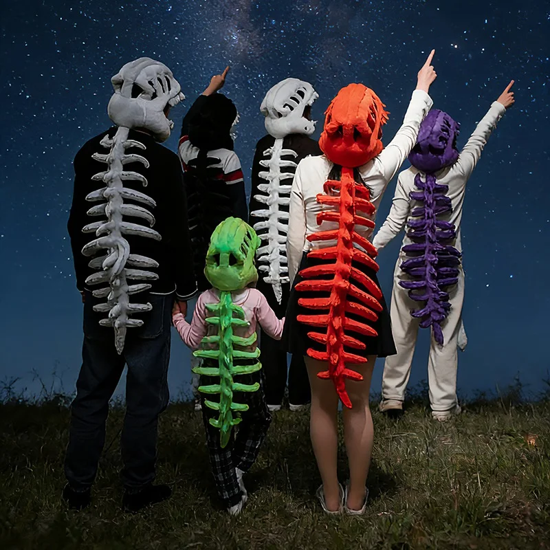 Peluche dinosaurio esqueleto para cosplay y Halloween con calavera - imagen 3