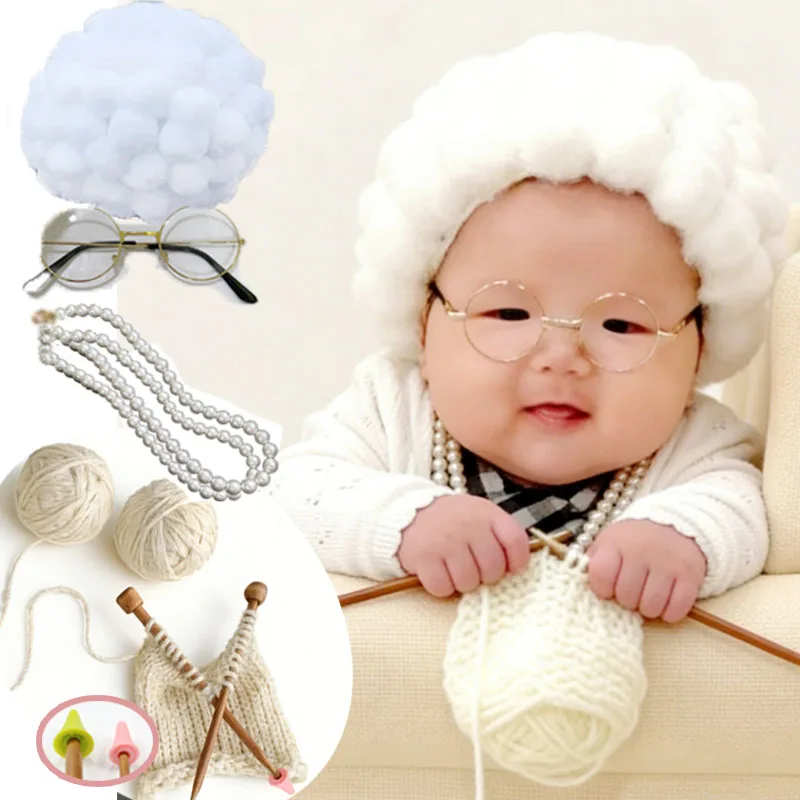 Kit accesorios sesión de fotos bebé – Peluca y gafas vintage - imagen 3