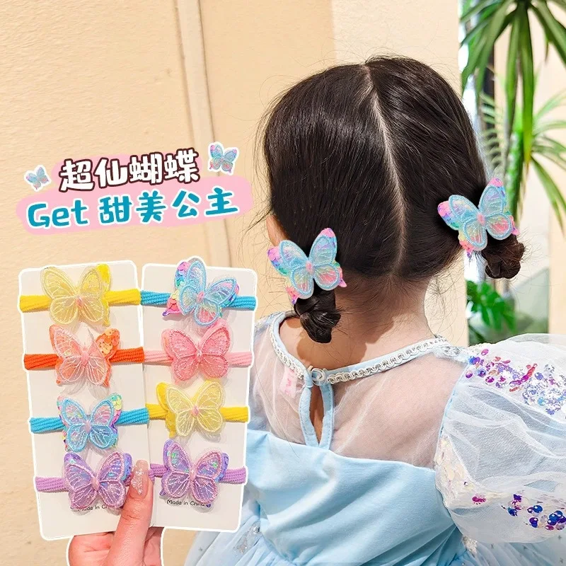 Banda para el cabello mariposa lentejuelas elástica niños caramelo - imagen 5