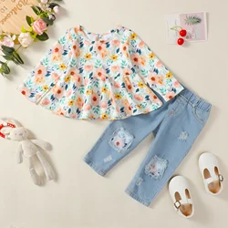 Vaquero infantil con camiseta floral - Primavera