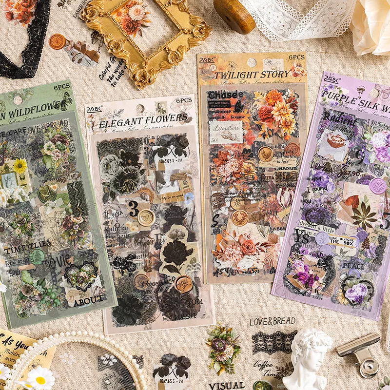 Pegatinas transparentes florales vintage impermeables para scrapbooking - imagen 5
