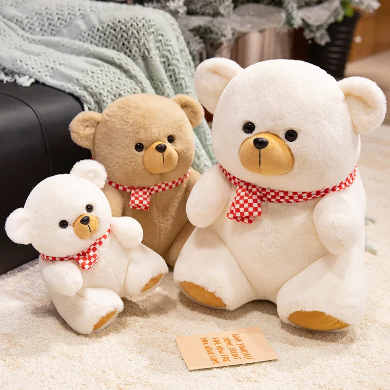 Oso de peluche suave con bufanda, regalo cumpleaños - imagen 2