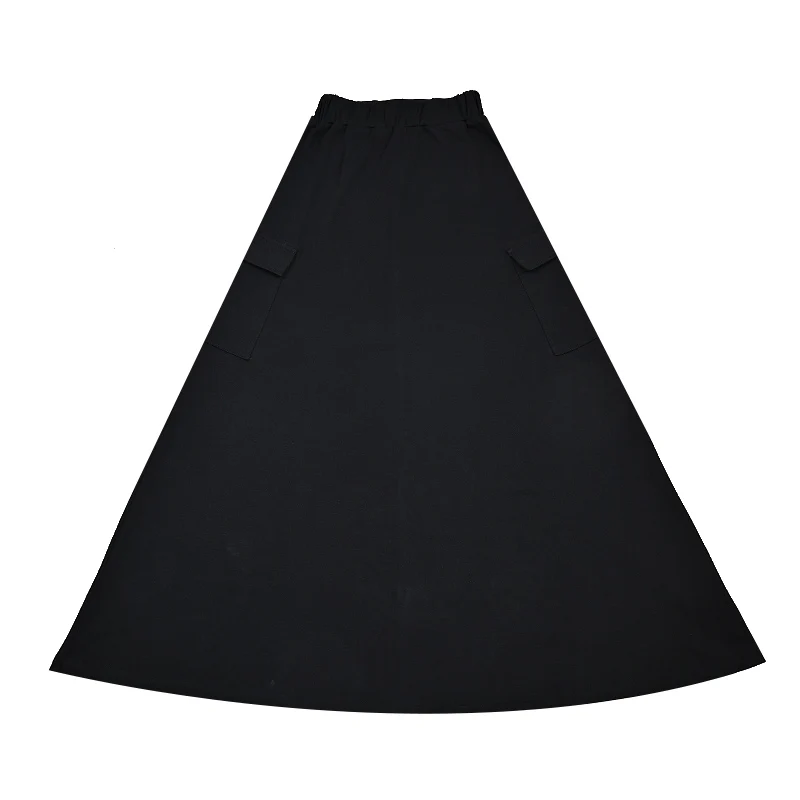 Falda maxi negra de punto para niña con cintura elástica