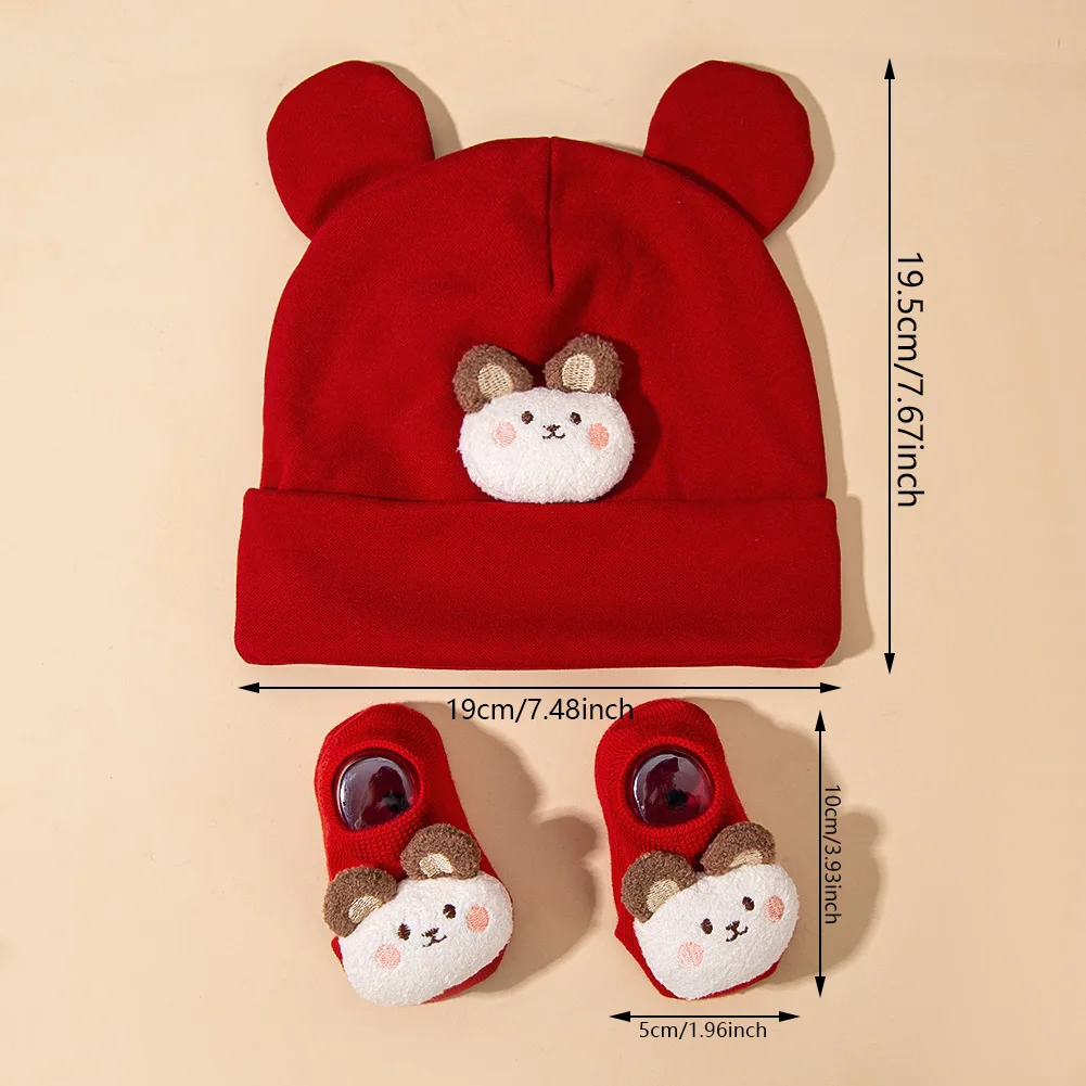 Conjunto de gorro turbante y calcetines cortos bebé otoño-invierno - imagen 2