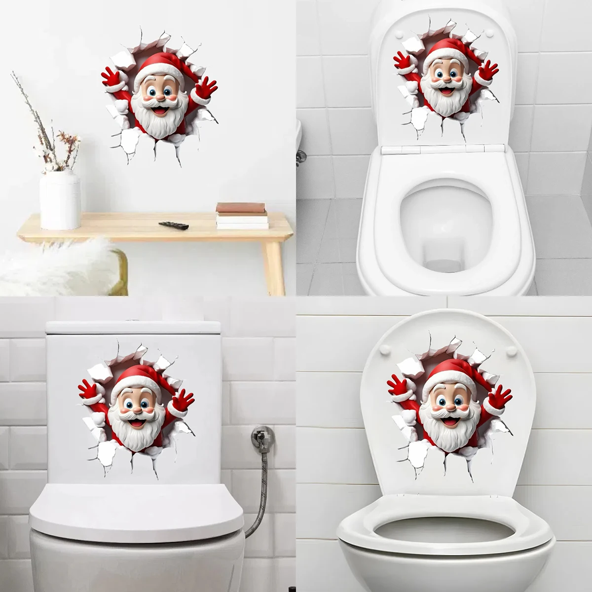 Adhesivo de baño navideño con colgante de Navidad para pared y hogar