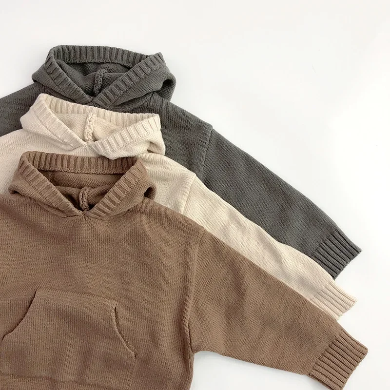 Jersey de punto fino con capucha y bolsillo para niños - imagen 4