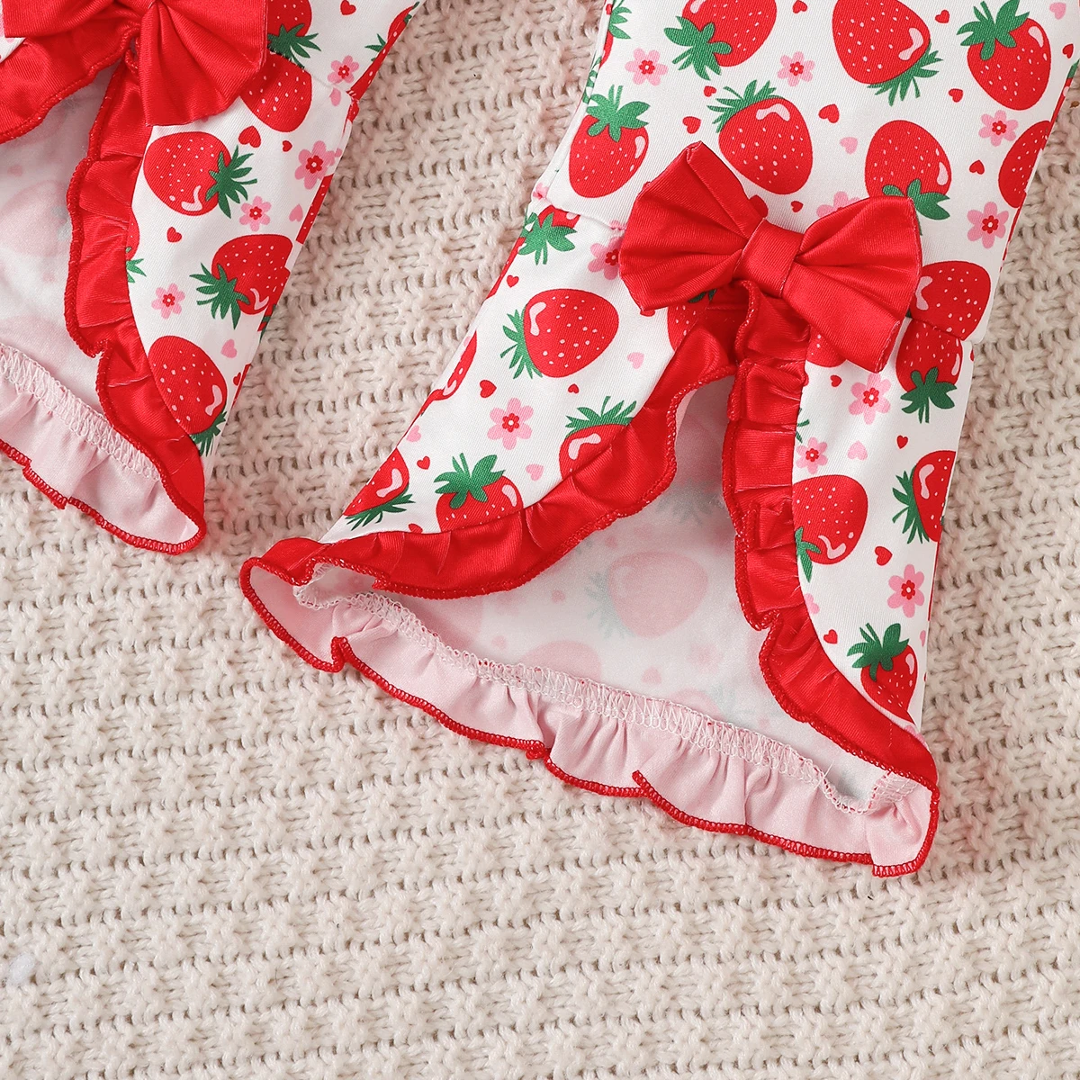 Conjunto niña de manga larga con estampado de fresa y campana - imagen 3