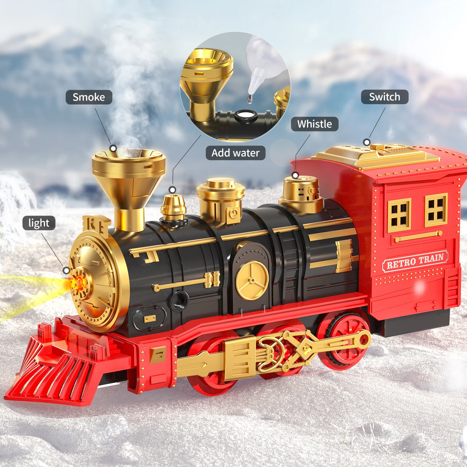Tren eléctrico con locomotora de vapor en fundición a presión - imagen 5