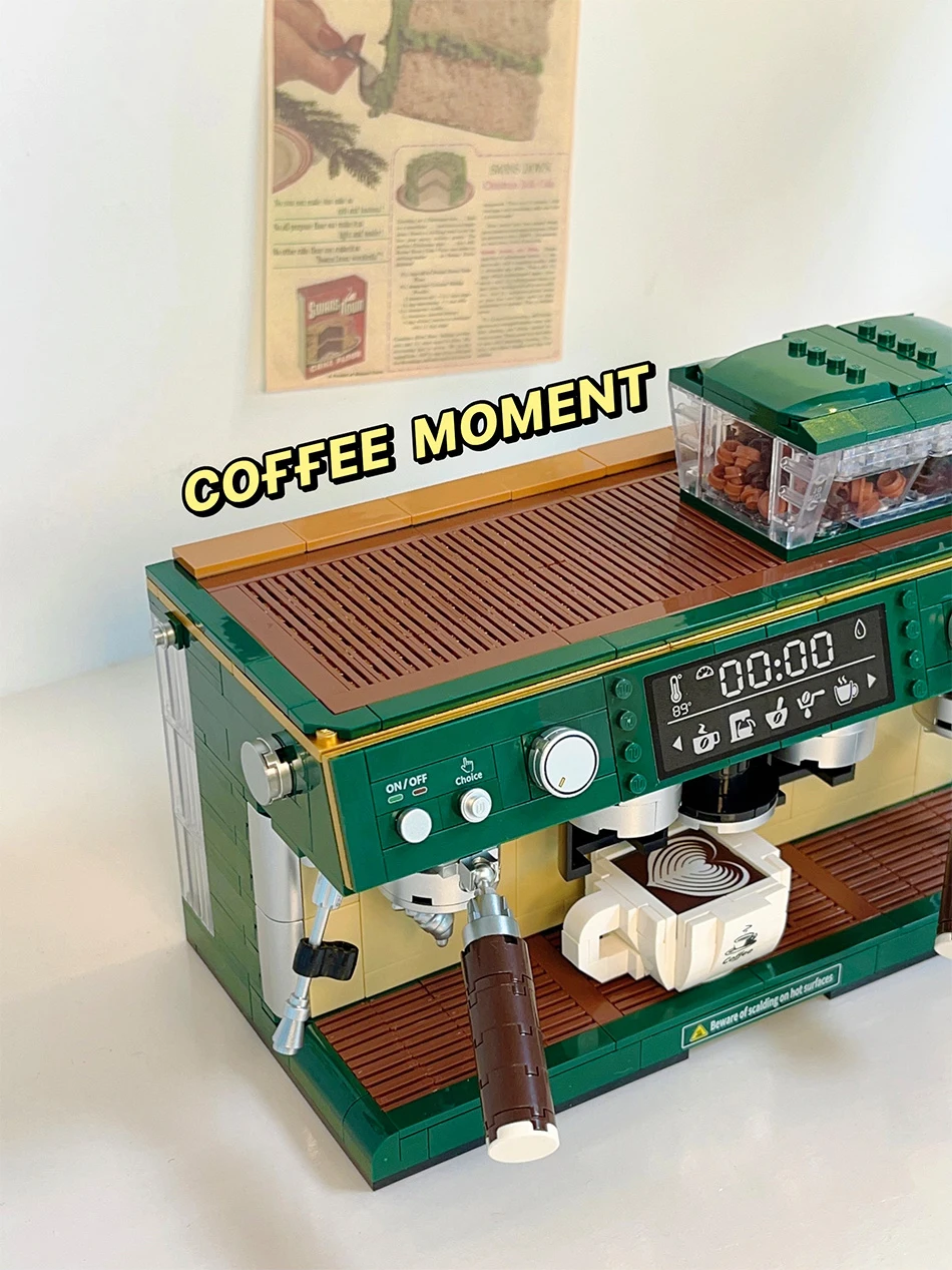 Vista de conjunto de la caffettiera tipo building block