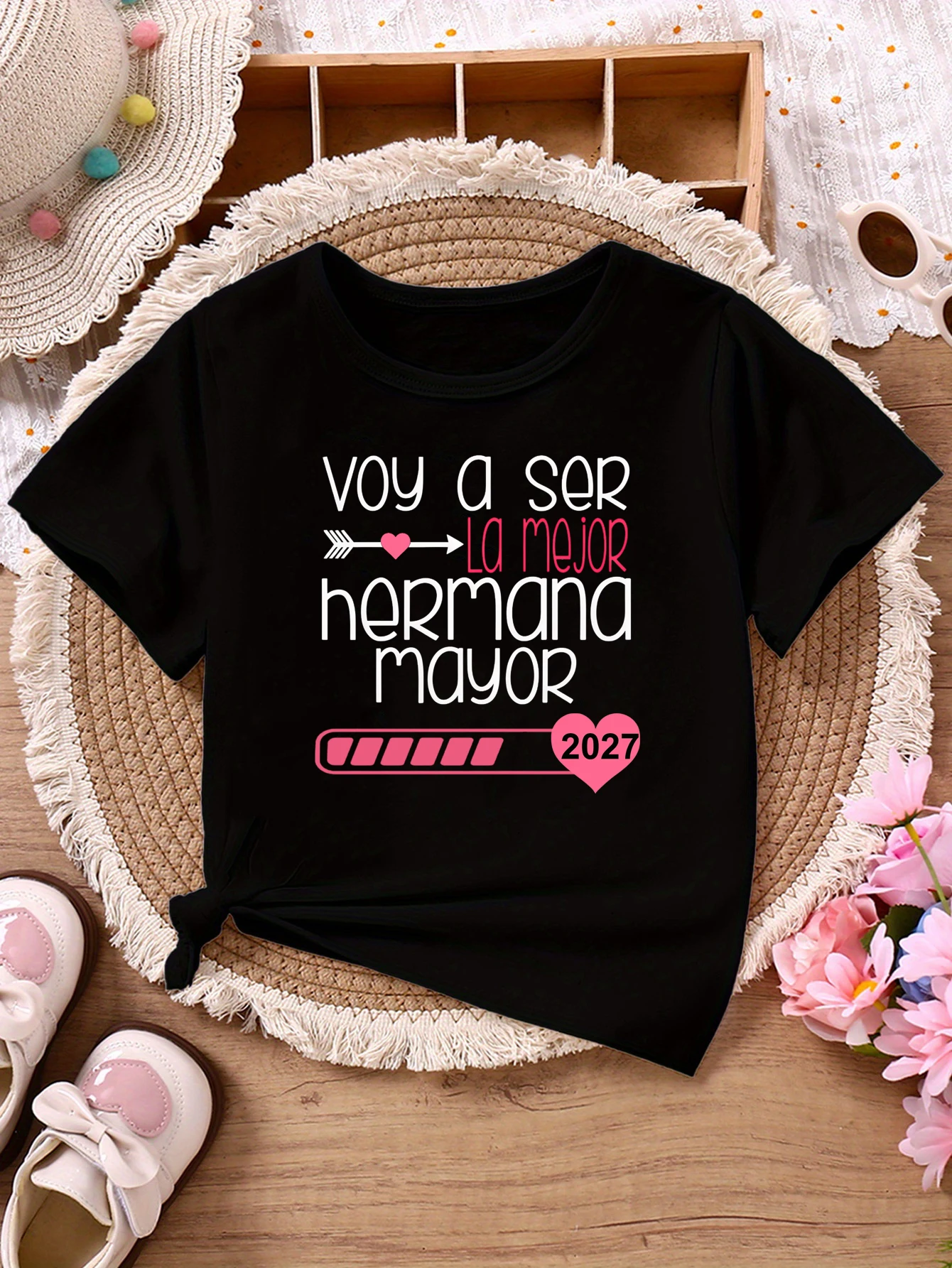 Camiseta hermana mayor con mensaje tierno para anuncio de embarazo - imagen 2