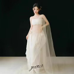 Vestido de maternidad para sesión de fotos blanco con velo
