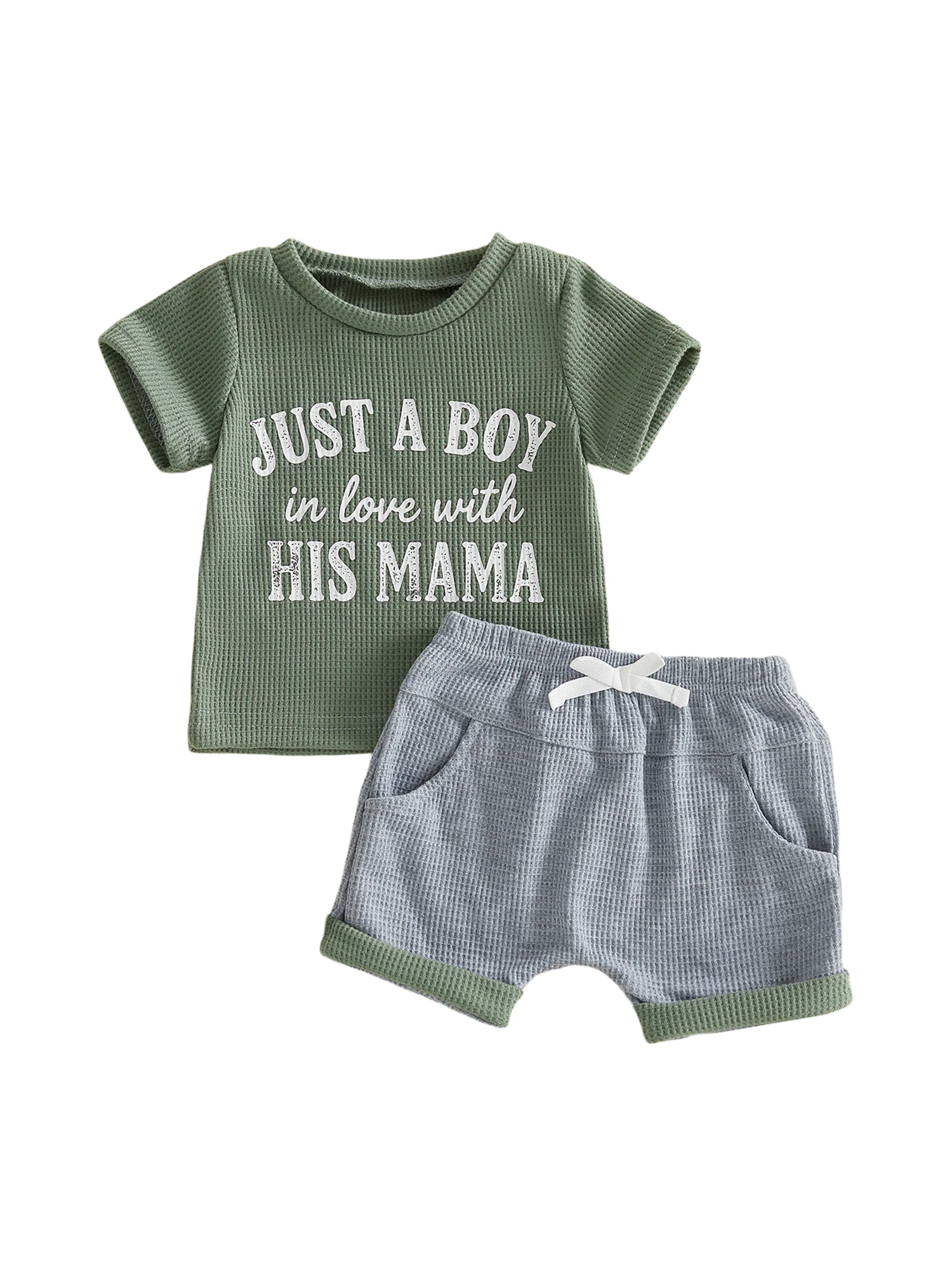 Camiseta con estampado de letras y conjunto de pantalones cortos