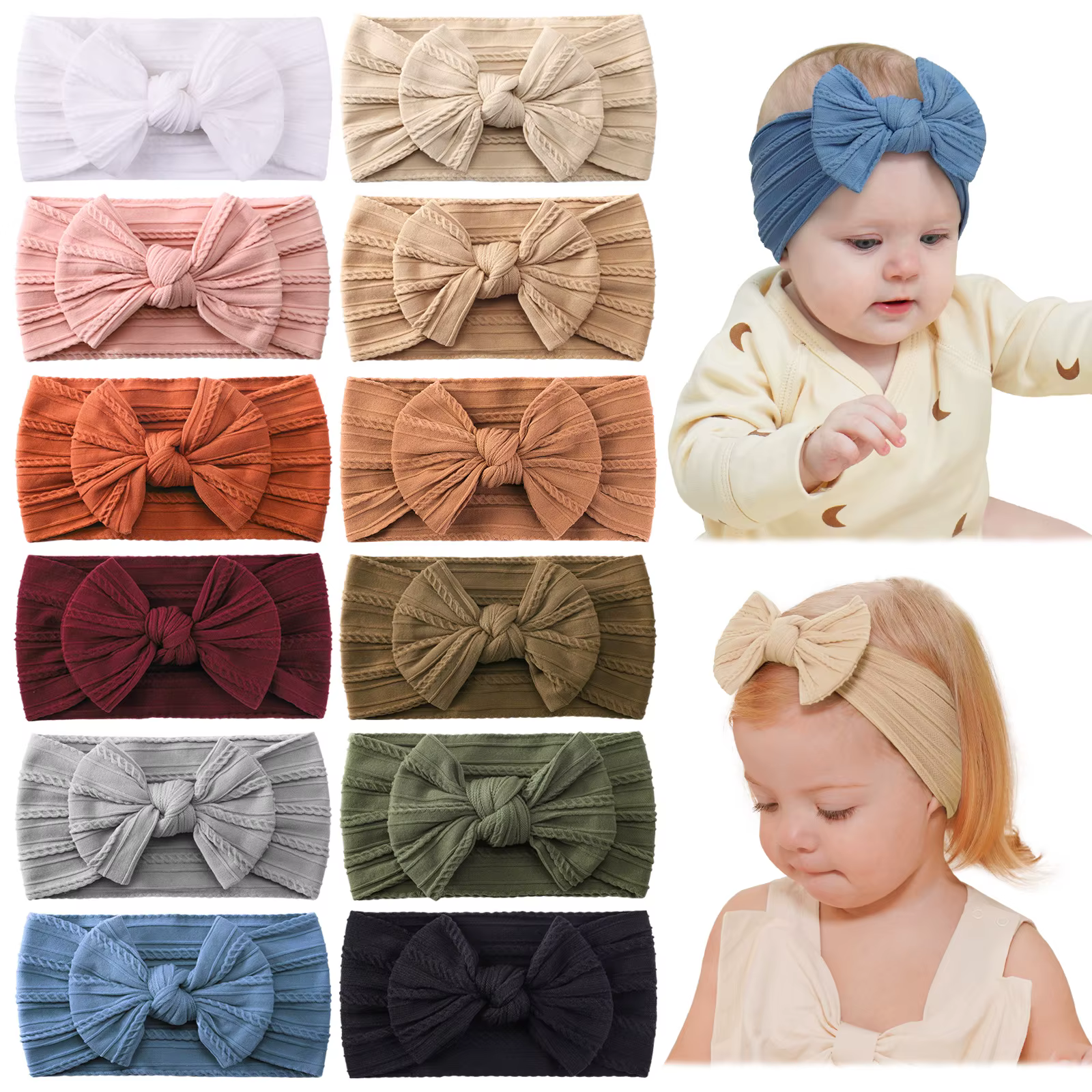 Diadema bebé con lazos elásticos y turbante suave para niña dulce - imagen 3