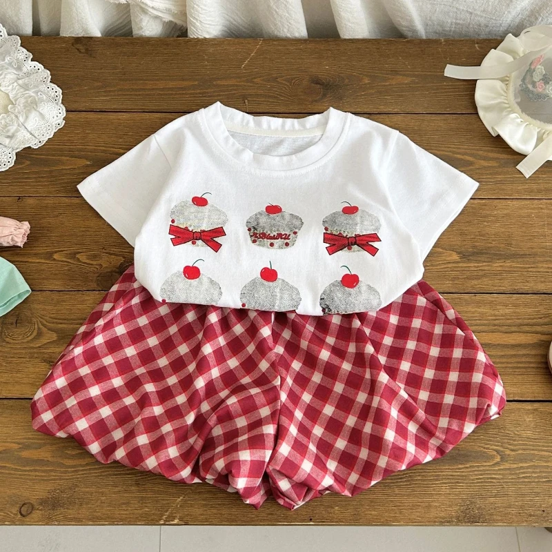 Conjunto de verano bebé niña: camiseta manga corta y pantalón corto - imagen 2