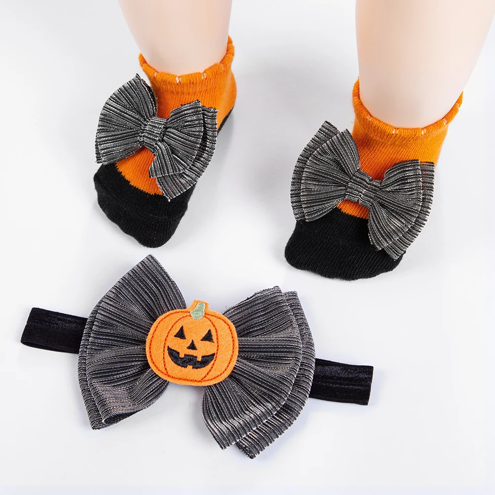 Calcetines antideslizantes para niña de Halloween con lazo elástico - imagen 4