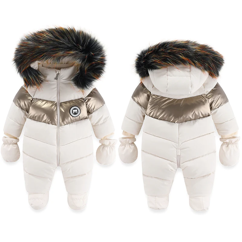 Mono de invierno con capucha y guantes térmicos para recién nacido - imagen 3