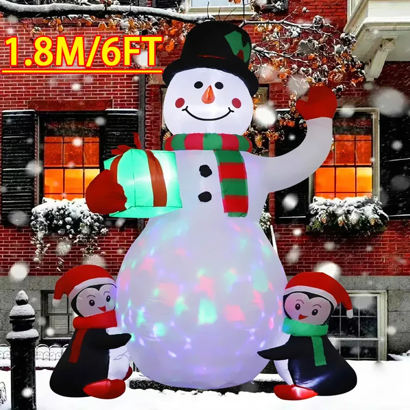 Adorno inflable de Navidad pingüino con luces LED para exterior