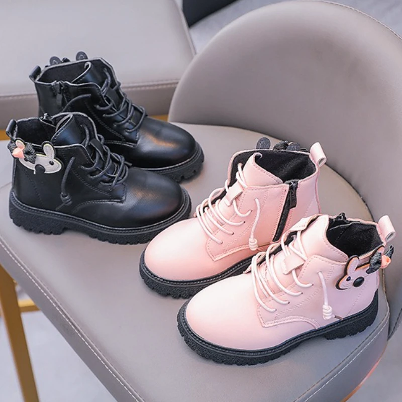 Botines de otoño de cuero para niña y niño antideslizantes - imagen 2