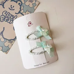 Pinzas para el pelo de niña con lazo y oso estilo caramelo