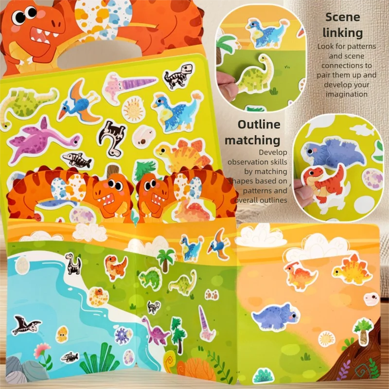 Libro de pegatinas reutilizables Montessori multitemático para niños - imagen 3