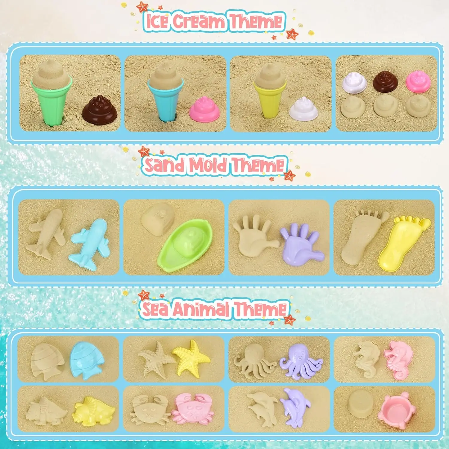 Set para playa infantil con palas y moldes de arena duraderos - imagen 2