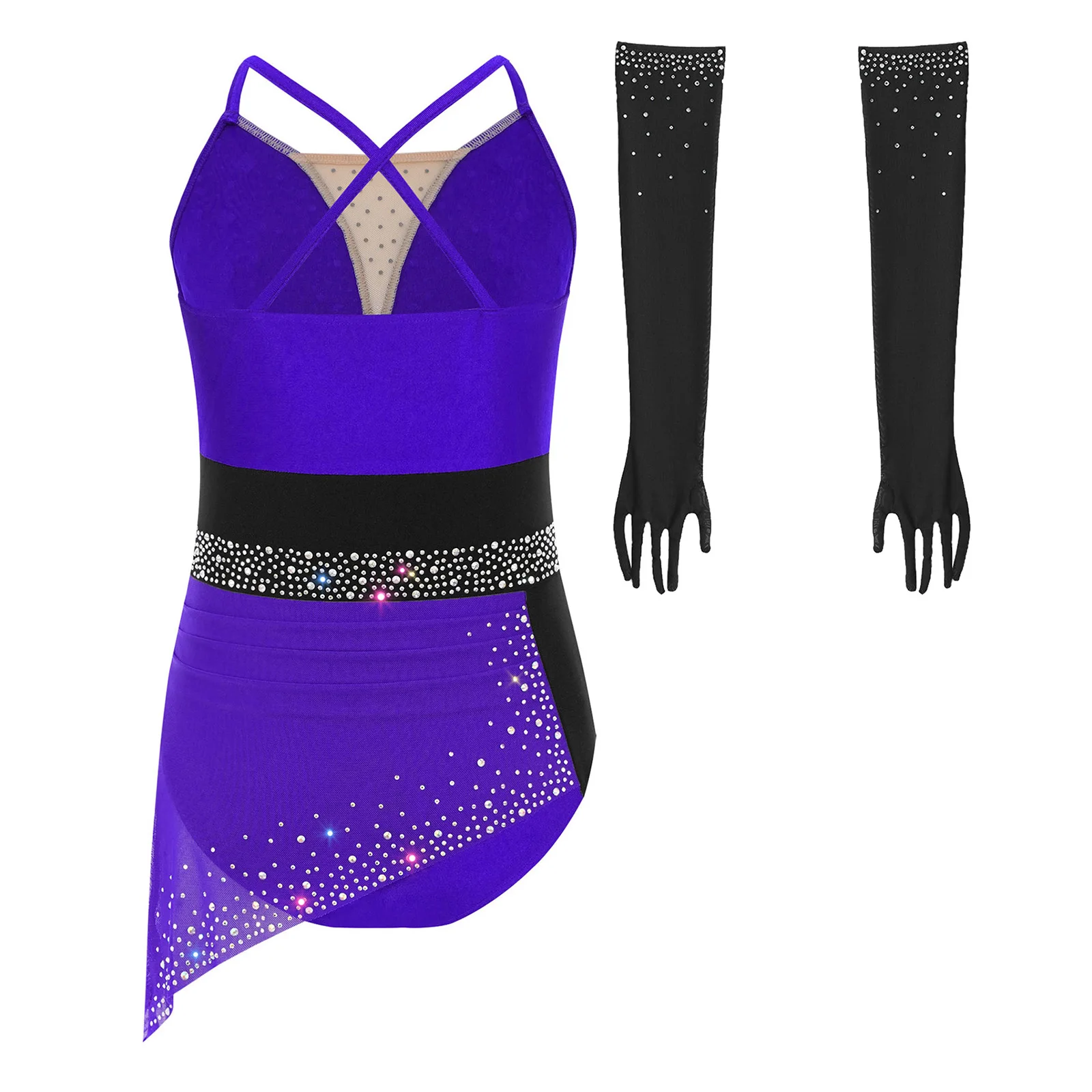 Vestido de baile latino para niñas con pedrería brillante - imagen 2