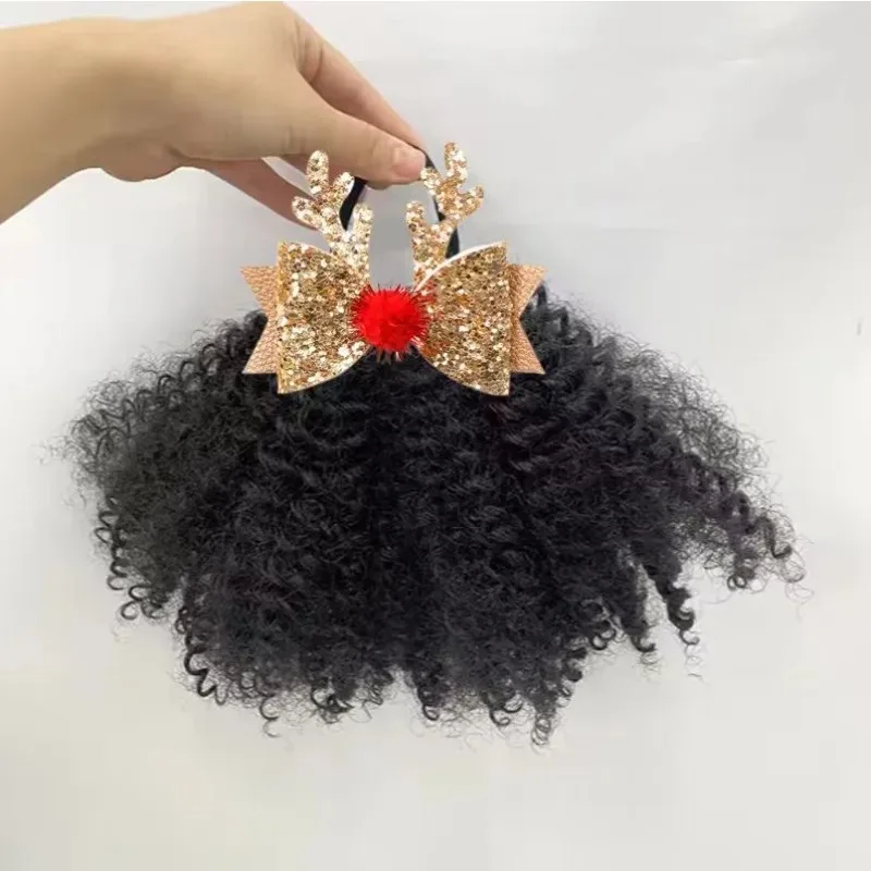 Coletas afro con lazo brillante para niñas - Extensiones Kinky Marley - imagen 2