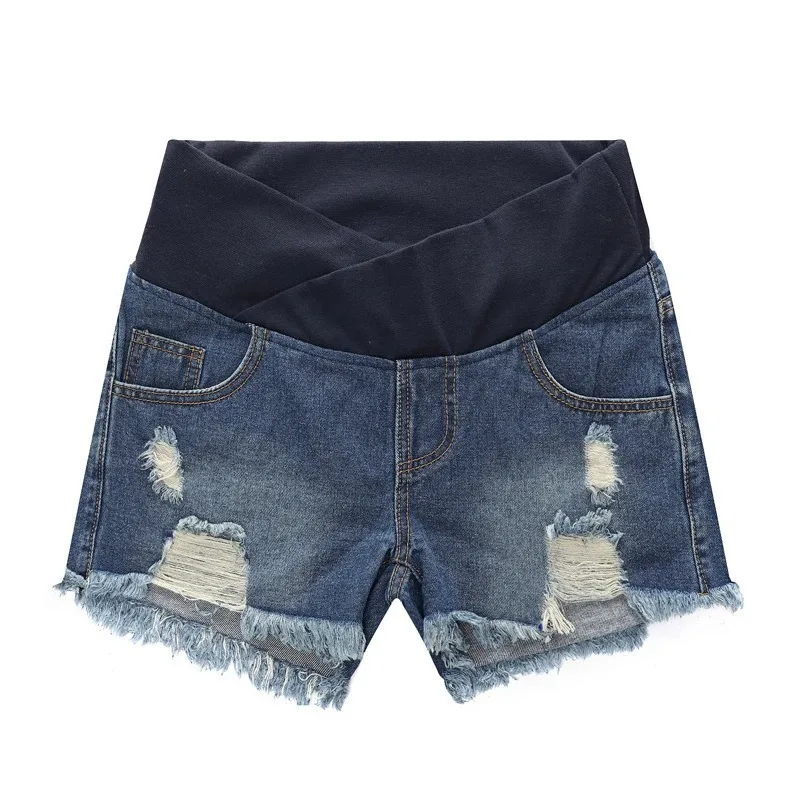 Pantalones cortos de embarazo vaqueros de cintura baja holgados - imagen 2