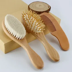 Cepillo y peine de madera natural para bebé
