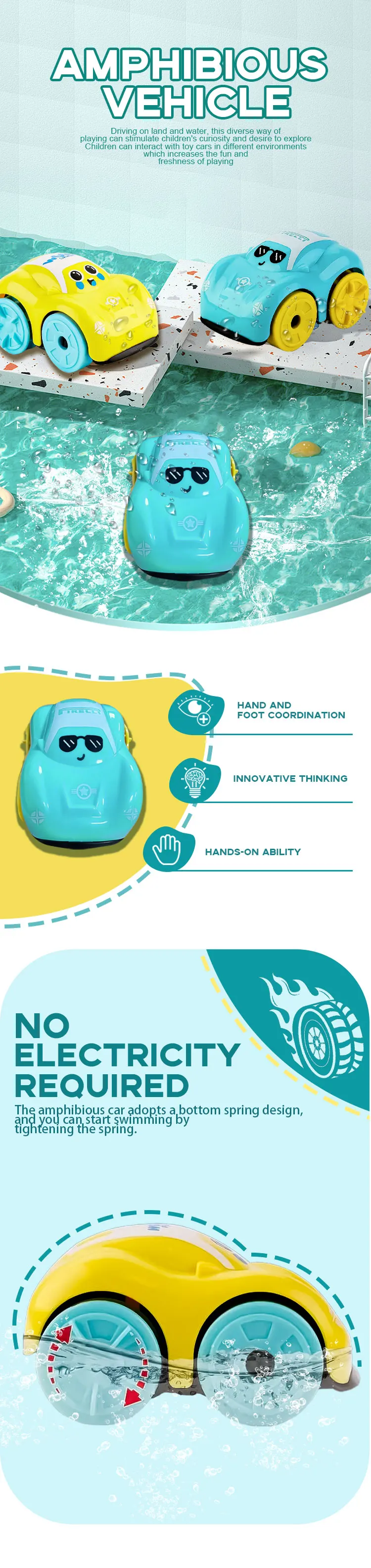 Coche anfibio flotante para baño