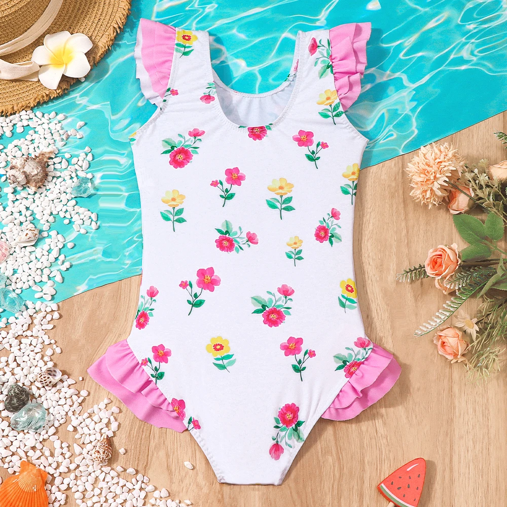 Bañador de una pieza con volantes para niñas playa verano - imagen 3