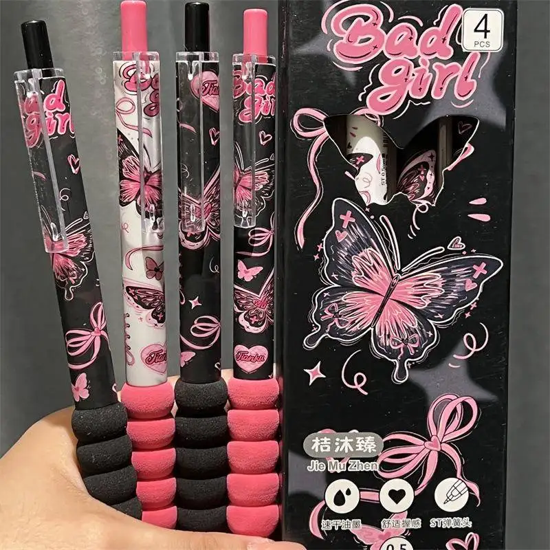 Bolígrafo gel negro de secado rápido con agarre suave mariposa - imagen 3