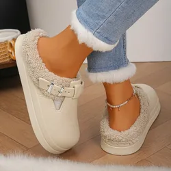 Zapatillas peludas impermeables de felpa con suela antideslizante