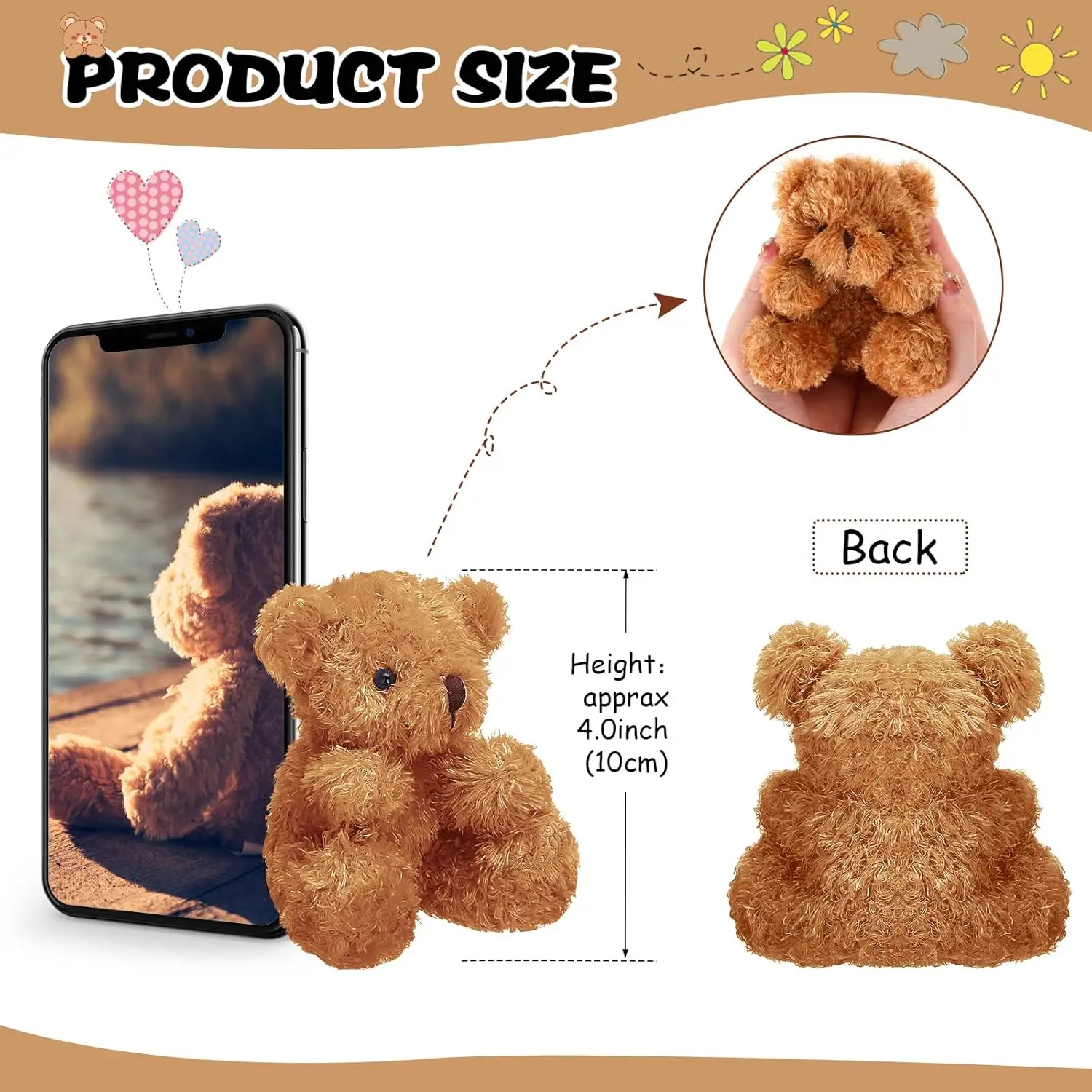 Oso de peluche pequeño suave con textura mullida para recuerdos - imagen 3