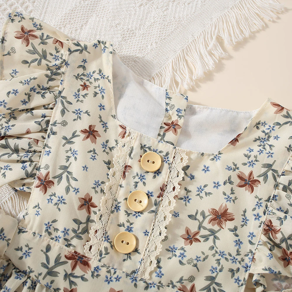 Vestidos infantiles para niñas con mangas volantes florales - Verano - imagen 3