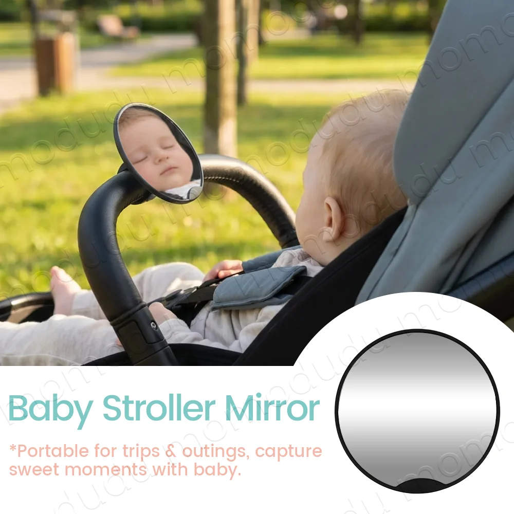 Espejo para carrito bebé irrompible con correa de sujeción