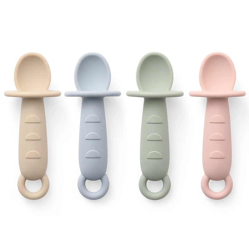 Cucharas entrenamiento silicona punta suave para bebé - imagen 4